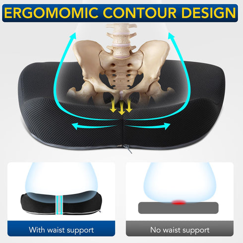 Seat Cushion for Desk Chair, Memory Foam Cushion for Hip Tailbone Pain Relief, Ergonomic Patented Office Chair Cushion