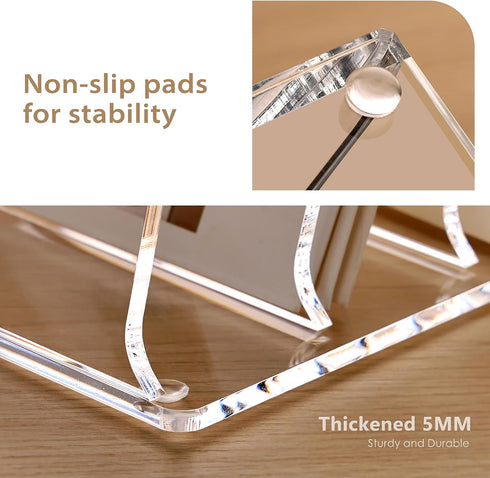 4-Section SANRUI Acrylic Desk File Sorter Organizer Holder, Clear Vertical Letter File Folder Rack, Notebook Magazine
