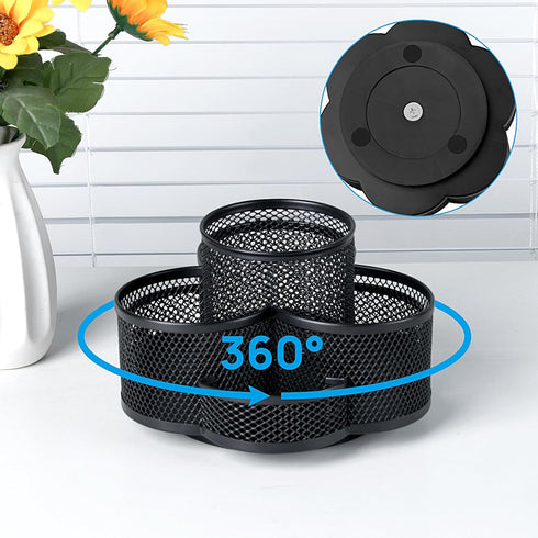 Pen Holder for Desk, Rotating Pencil Holder, Cup Holder for Desk Office Pen Organizer in Black by Topwey