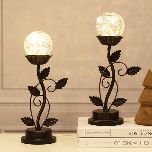 NEEDOMO Set of 2 Led Table Lamp Bedside Nightstand Lamps, Crackle Glass