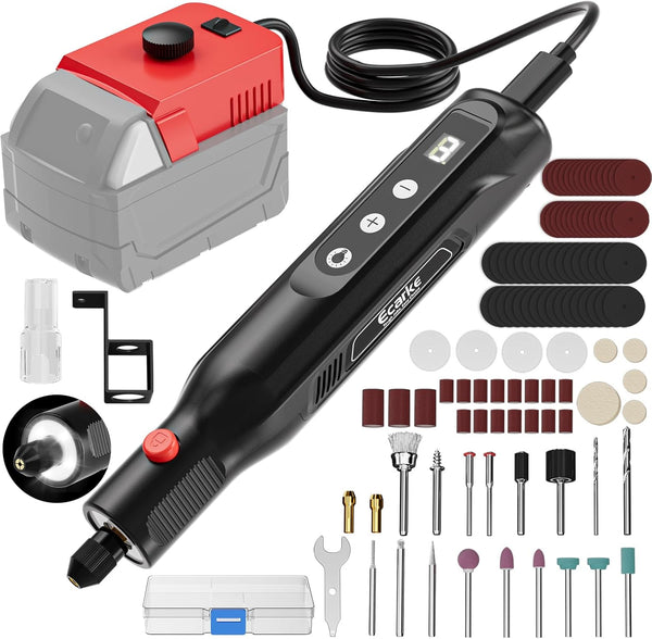 Ecarke Cordless Rotary Tool Kit Compatible with Milwaukee 18V Battery, 25000RPM 5-Speed