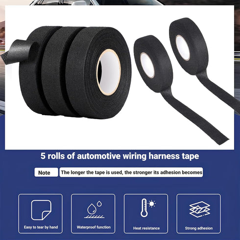 YYTQP 5 3/4 Inch 49 Wiring Harness Tape High Temp Wire Cable Loom Self-Adhesive Fabric Tape for Automobile Electrical