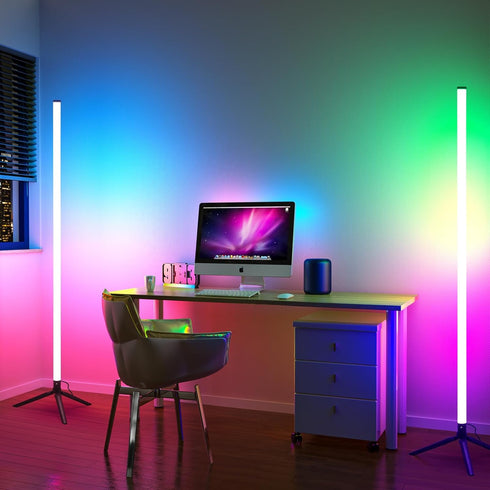 LED RGB Floor Lamp Smart Corner Standing Lamp with Music Sync APP and Remote Control Gaming Light for Bedroom Living