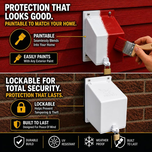 The Hawk Cover (2 Pack) Hard Shell Outdoor Faucet Cover for Winter Freeze & UV Protection, Insulated Permanent Spigot