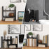 TY ARTS & CULTURE Expandable Wood Desktop Storage Organizer - Multipurpose Desk Bookshelf Display Shelf Rack, Black