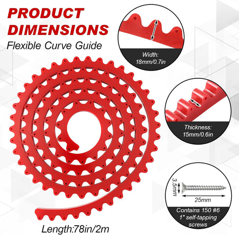 78" 150 Trimming Frienda Router Edge Guide Templates Kit Flexible Curve Ruler for Woodworking with Self-tapping Screws