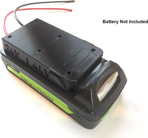 Adapter for Greenworks or Creabest 24volt Compatible Lithium Battery, 12 Gauge, Black