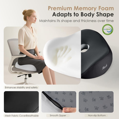 FLORICH Seat Cushion, Memory Foam Seat Cushion for Car Office Chair, Ergonomic Office Seat Chair Cushion for Sciatica