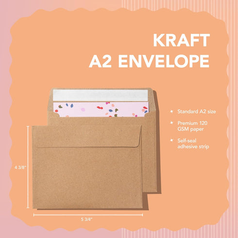 Pack It Chic - 4 3/8" X 5 3/4" A2 Kraft Envelopes (110 Count) Self-Adhesive Envelopes for Invitations, Card Making, Photos, RSVP Cards, and Greeting Cards by Pack It Chic