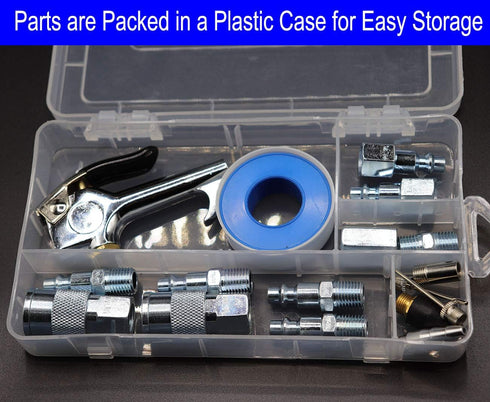 YOTOO Heavy Duty Air Compressor Accessory Kit, 20-Piece 1/4" NPT Tool Kit with Tire Inflator Gauge