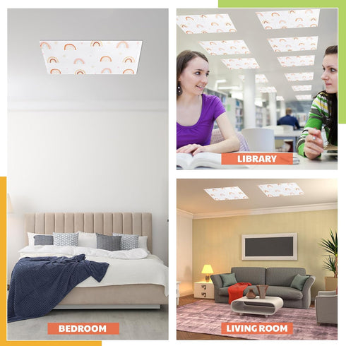 Glooglitter 4 Dimmer 48 24 Pcs Boho Rainbow Fluorescent Light Covers for Classroom Magnetic Light Covers for Diffuser