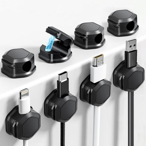Cuworlis 8 Pack Magnetic Cable Clips Cord Organizer-Adhesive Wire Holder, Under Desk Cord