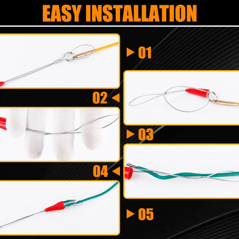 KOOTANS 22FT Fiberglass Wire Running Kit, Electrical Wire Puller, Fish Tape Set with Accessories