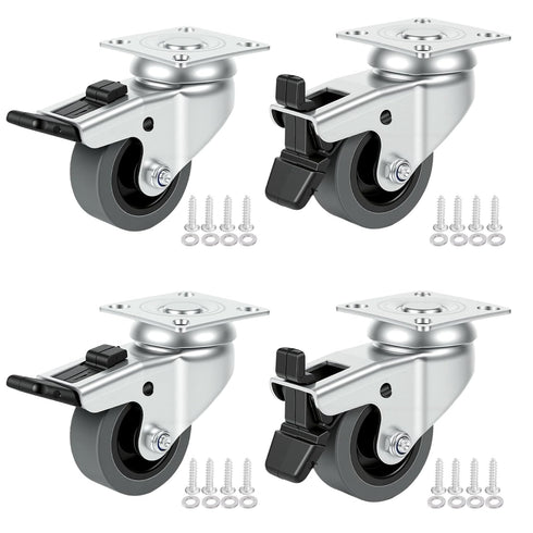 2 inch Swivel Casters Set of 4, Non Marking TPR Rubber Wheels