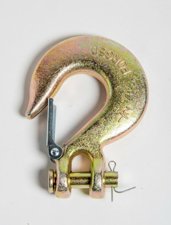Clevis Slip Hooks with Latch, Safety Chain for 1/2'' Tow Chain, 9,000 LBS Working Capacity, Grade 70