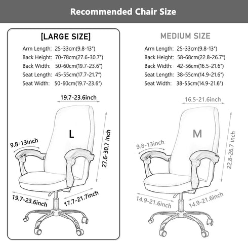 Office Chair Cover with Arm Covers - Universal Stretch Desk Chair Slipcovers (Size: L), Black