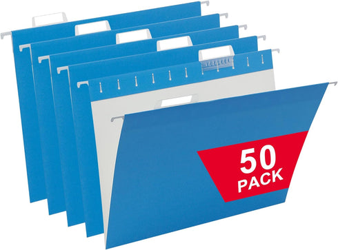 Blue Hanging File Folders, 50 Packs Reinforced Hang Folders for Home and Office Color Coded Organization
