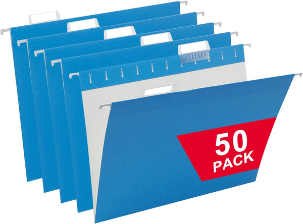 Blue Hanging File Folders, 50 Packs Reinforced Hang Folders for Home and Office Color Coded Organization