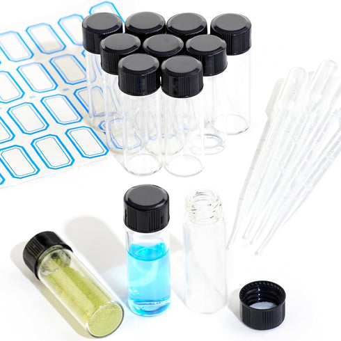 10PCS 4ml Clear Glass Vials with Screw Caps and PE pad, Leak-Proof Liquid Storage Empty Vials with Droppers