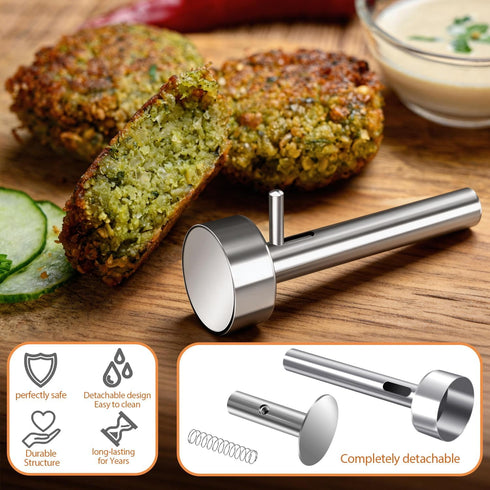 Seqiuay (4cm) Falafel Scoop Maker, Stainless Steel Falafel Press Mold, Easy to Use and Clean, Non-Stick Meatball Press