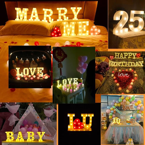 M Size LED Alphabet Light Up Sign for Home & Party Decor