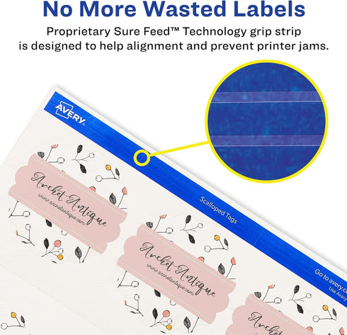 Avery Printable Blank Scallop Round Gift Tags, 2.5" Diameter, 90 Customizable Tags