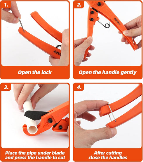 Pipe Cutter, High Performance Ratchet-type Tool for One-hand Fast Cutting of PVC PPR PE PEX Plastic Pipe