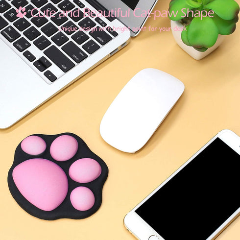 ProElife Cute Mouse Wrist Support Pad, Cat Paw Pattern, Comfortable Soft Wrist Rest for Home and Office (Black)
