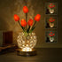 Tulip Crystal Flower Lamp Touch Lamp,Rechargeable Cordless Table Lamp, 3-Colour Infinitely Dimming