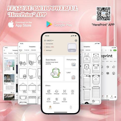 PRT 1 Mini Sticker Printer, Portable Thermal Printer with Roll Sticker Paper, Inkless Sticker Maker, Bluetooth Label