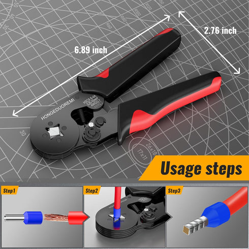 Connectors4 AWG23-7 1800PCS Ferrule Crimping Tool Kit,Wire Ferrule Kit Crimper corners Self-adjustable gauge Ferrules