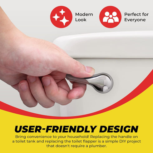Qualihome Front Mount Chrome Toilet Handle Replacement Kit with 2 Inch Universal Flapper