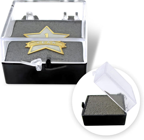 PinMart Clear Plastic Black Gift Box Set, 10 Made in USA Small Jewelry Boxes with Foam