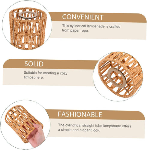 NUOBESTY Vintage Style Cylinder Lamp Shade Durable Paper Rope Pendant Light Cover for Restaurant Ceiling Light and Wall