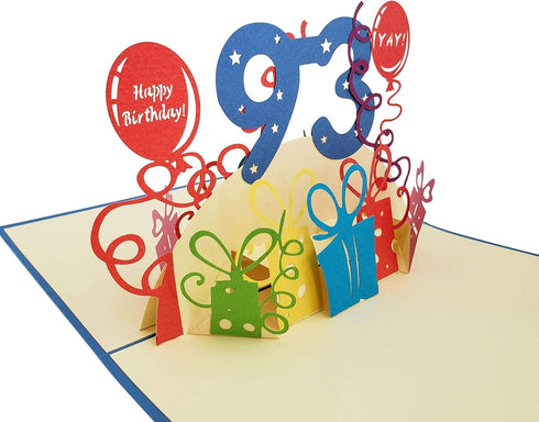 iGifts And Cards Happy 93rd Birthday 3D Pop Up Greeting Card – Ninety-three, Awesome, Balloons, Unique Gift Celebration