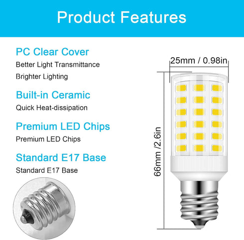 Refrigerator Bulb Kei d28k 4w, Freezer Bulb Kei D28m, E17 Intermediate Base, Pack of 1