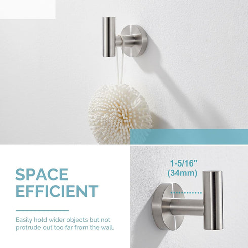 Angle Simple Robe Towel Hook, Brushed Nickel SUS304 Stainless Steel Bathroom Towel Holder