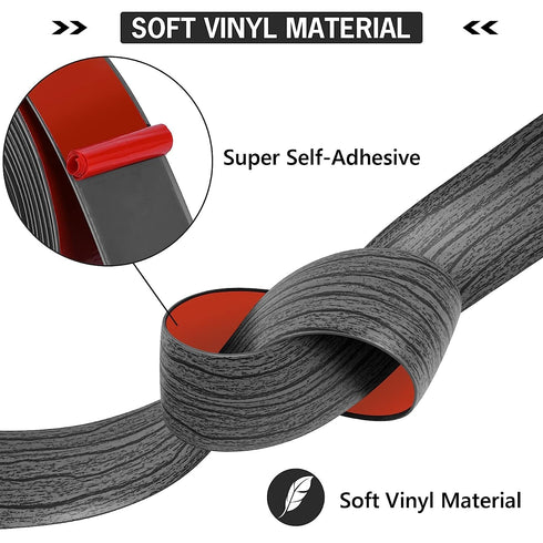 5Ft Floor Transition Strip, Self Adhesive Vinyl Cover for Laminate Floor Gaps, Gray