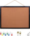 Black Cork Board Bulletin Board, 14.6"X 11" Wall Mounted with Oak Wood Finish Frame for Office and School