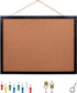 Black Cork Board Bulletin Board, 14.6"X 11" Wall Mounted with Oak Wood Finish Frame for Office and School