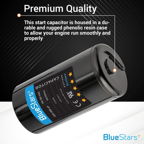 233-280 uf mfd Round Motor Start Capacitor 110-125VAC ±20% Volts, 50/60 Hz Electric Replacement by Blue Stars