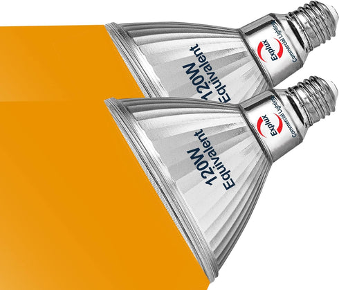 2-Pack Explux Outdoor-tough Full Glass LED PAR38 Flood Amber Light Bulbs, 120W Equivalent, Weatherproof & Anti-Ageing,