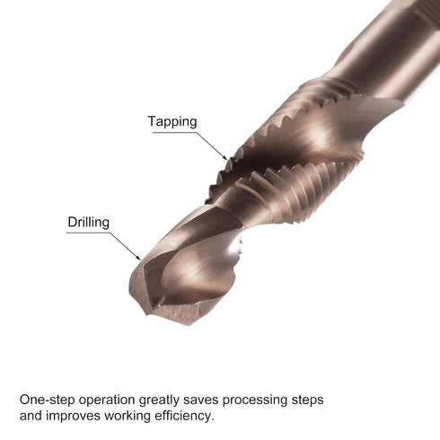 uxcell Combination Drill and Tap Bit Set M3 M4 M5 M6 M8 M10 with 1/4" Hex Shank, 6pcs High-speed Steel Tools