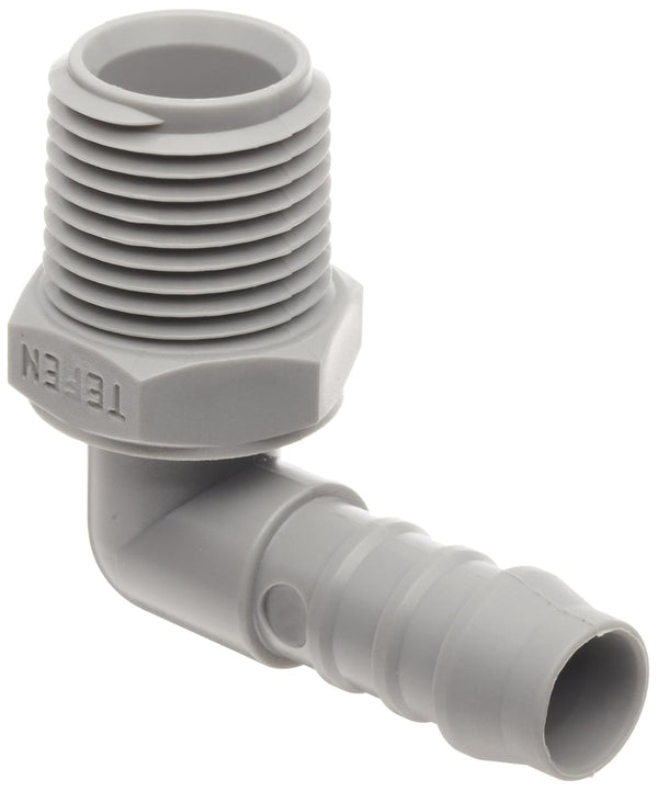 Tefen 12256910083 Nylon 66 Hose Fitting, 90 Degree Elbow Adapter, Gray, 5/8" Hose ID