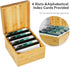 MaxGear Business Card Holder, 5 x 8 Inches Index Card Organizer Box with 4 Dividers, Bamboo, Holds 600 Cards