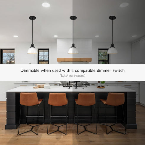 Dimmable, 8 8 57.63 588327 Design House Savannah Rustic Farmhouse Pendant Light, Matte Black, White Metal Shade, in x