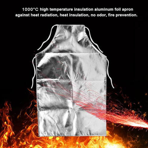 Heat Resistant Apron, Aluminum Foil High Temperature Insulation for Cooking BBQ, Fire Retardant