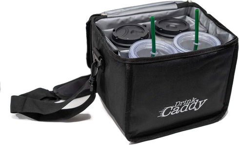 4 Drink Caddy Insulated Portable Drink Carrier - Reusable Coffee Cup Holder with Shoulder Straps Perfect for Food