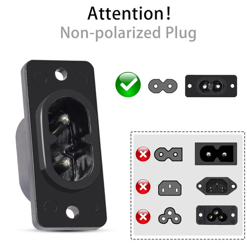 PNGKNYOCN IEC320 C8 2-Pin Male Plug Power Socket Connector, AC 250V 2.5A Screw Mount Adapter (6-Pack)