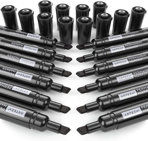 Set 36, ARTEZA Permanent Markers, of Black, Chisel Tip, Waterproof